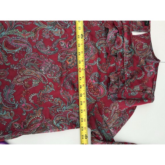 Talbots Paisley Blouse Extra Large XL Multicolor Womens Ruffles Long Sleeve - Picture 4 of 7